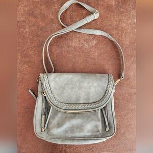Grey Foldover Crossbody Purse